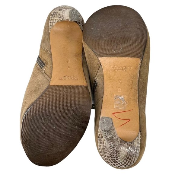 Coach Seneca Brown Suede Stiletto Round Toe Snakeskin Heels 7 - Picture 10 of 13